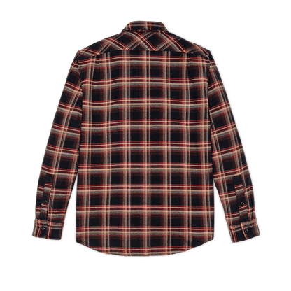 Vintage Flannel Work Shirt in Black & Rust Multiplaid