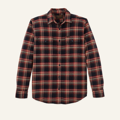 Vintage Flannel Work Shirt in Black & Rust Multiplaid