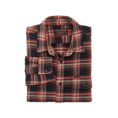 Vintage Flannel Work Shirt in Black & Rust Multiplaid