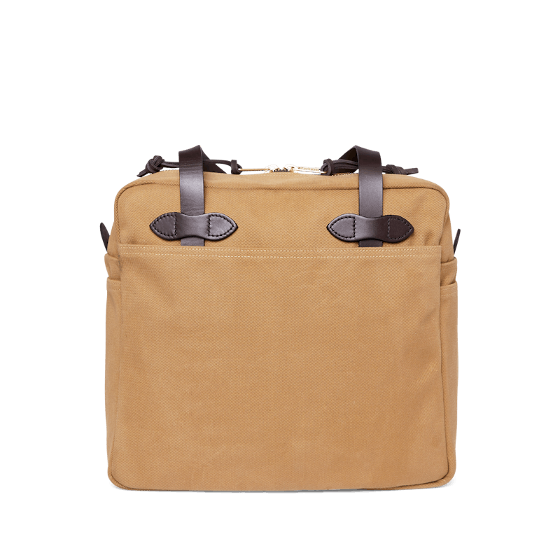 Rugged Twill Zipper Tote Bag in Tan