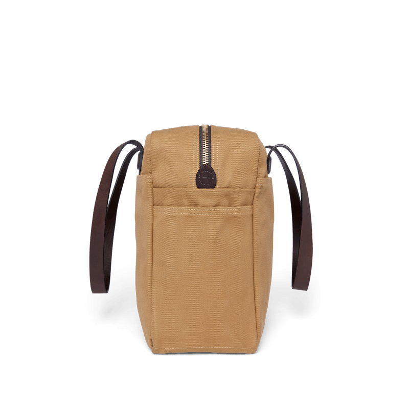 Rugged Twill Zipper Tote Bag in Tan