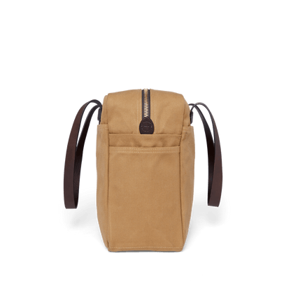 Rugged Twill Zipper Tote Bag in Tan