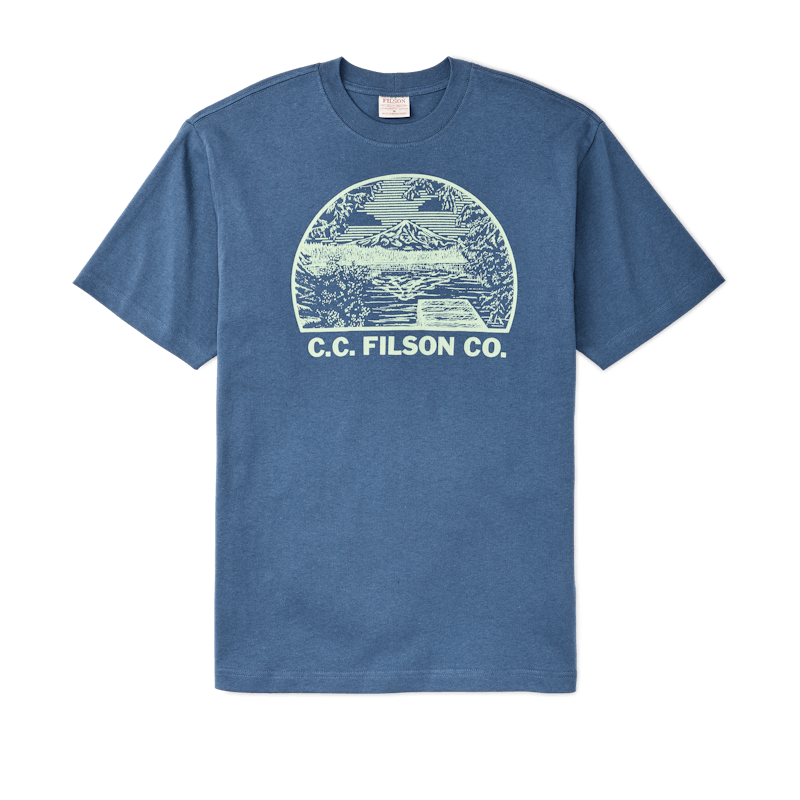 Short Sleeve Frontier Graphic T-Shirt in Light Blue/Mountain Lake