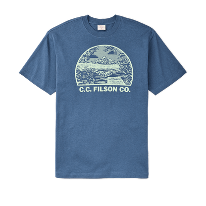 Short Sleeve Frontier Graphic T-Shirt in Light Blue/Mountain Lake