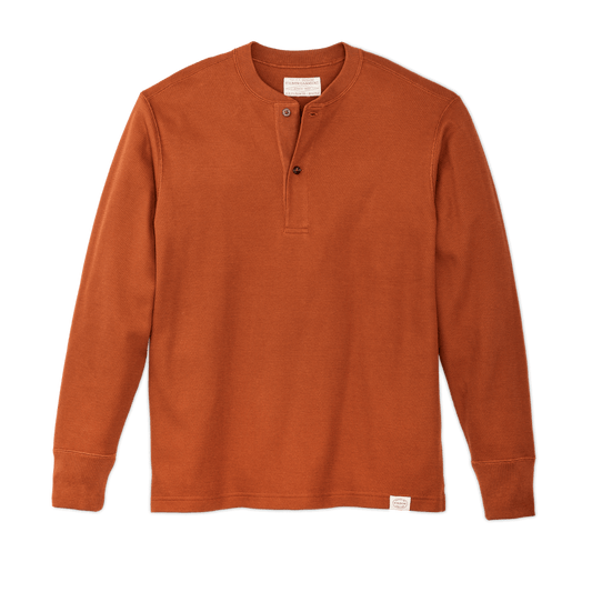 Waffle Knit Henley in Rust