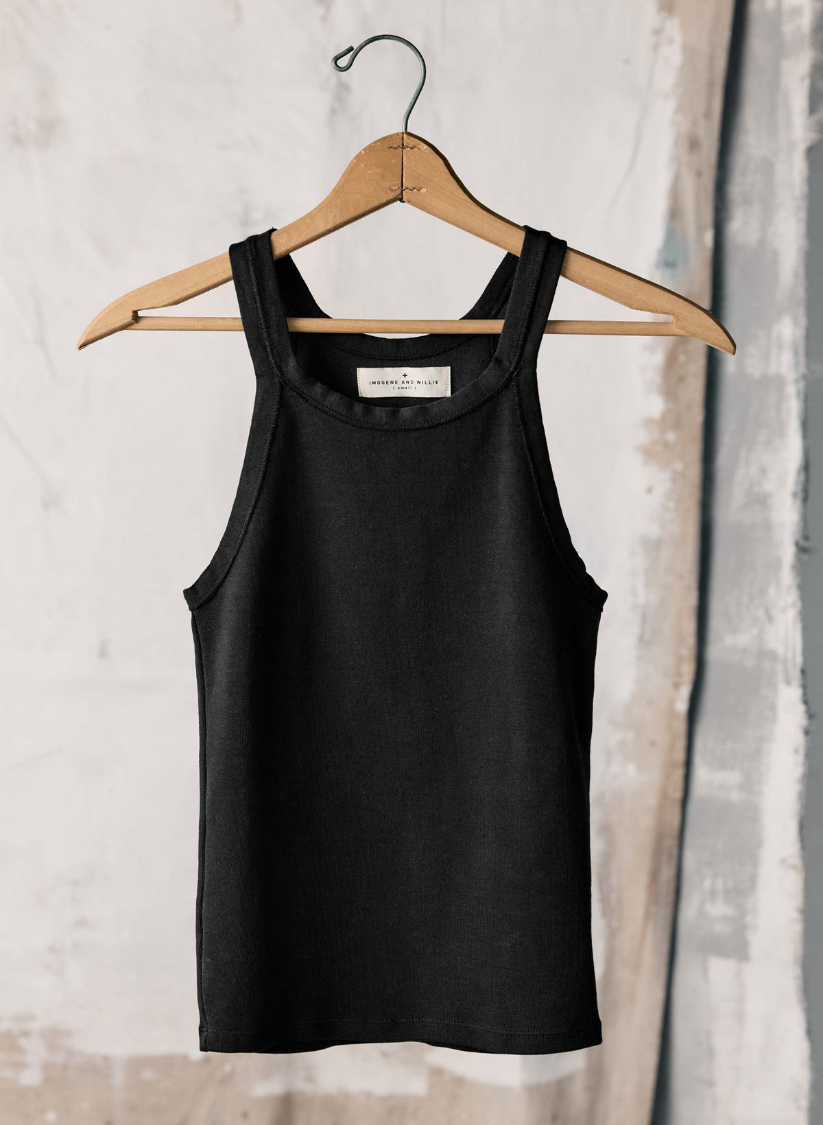 Ribbed Racerback Tank in Faded Black