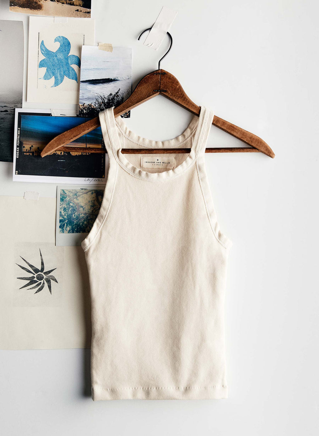 Ribbed Racerback Tank in Vintage White