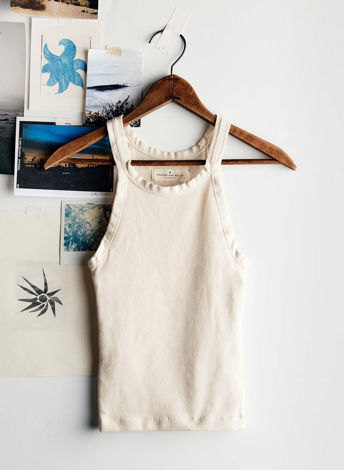 Ribbed Racerback Tank in Vintage White