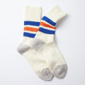 Coarse Ribbed Oldschool Crew Socks in Blue & Orange