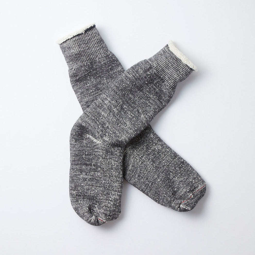 Double Face Crew Socks in Charcoal