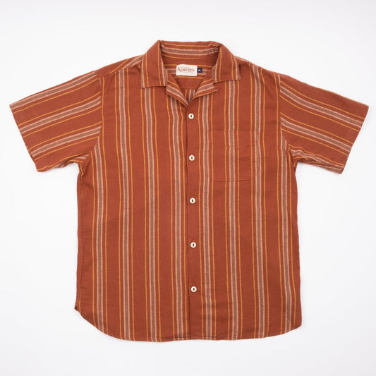 Hawaiian Shirt in Rust Stripe