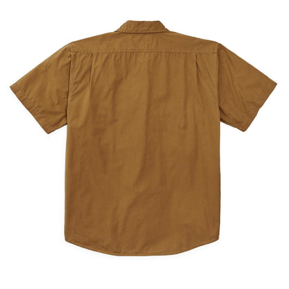 Washed Short Sleeve Feather Cloth Shirt in Gold Ochre
