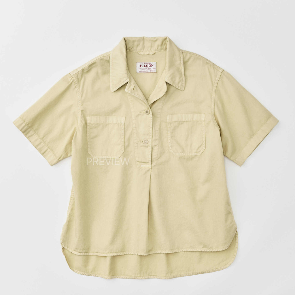 Twill Popover Shirt in Pale Tan