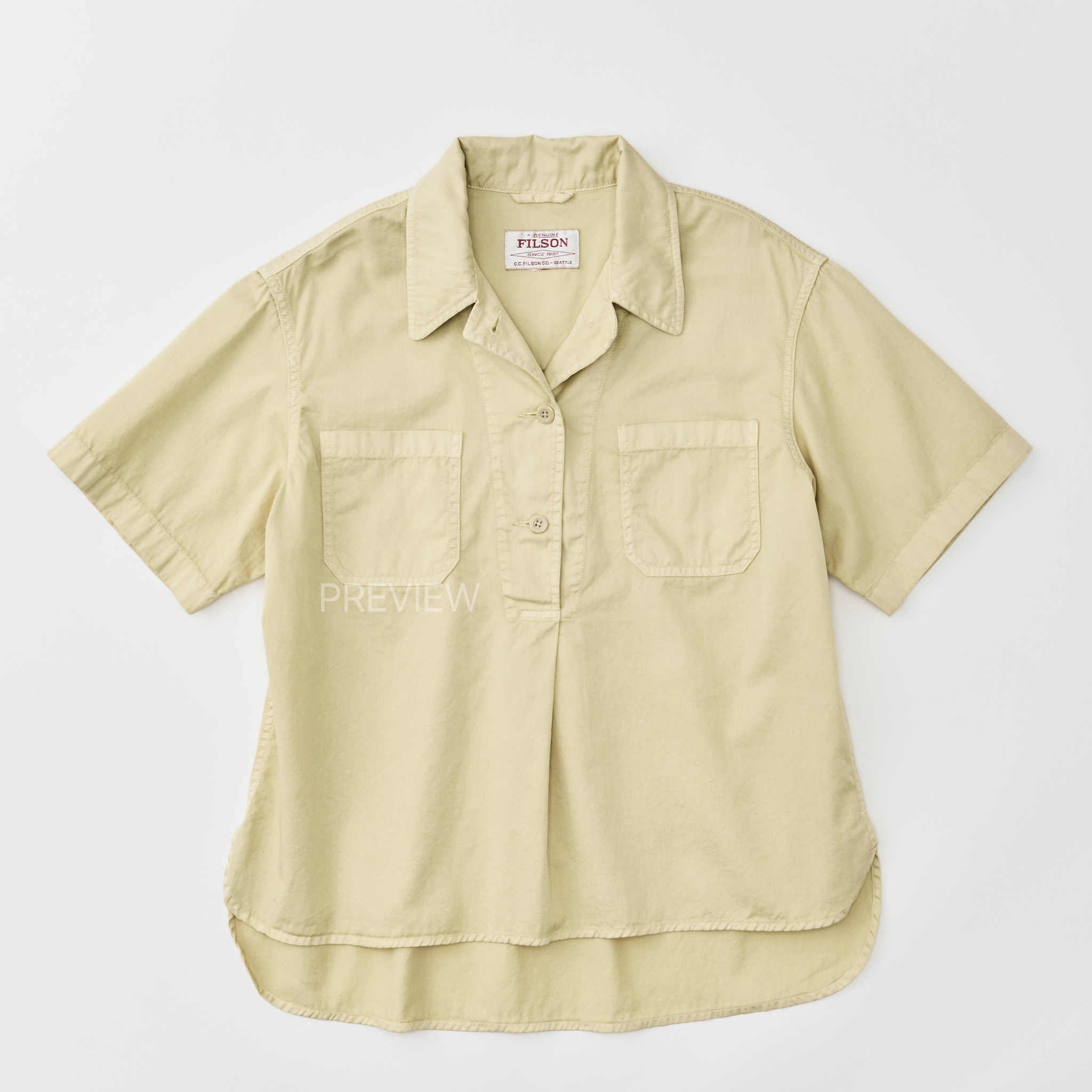 Twill Popover Shirt in Pale Tan