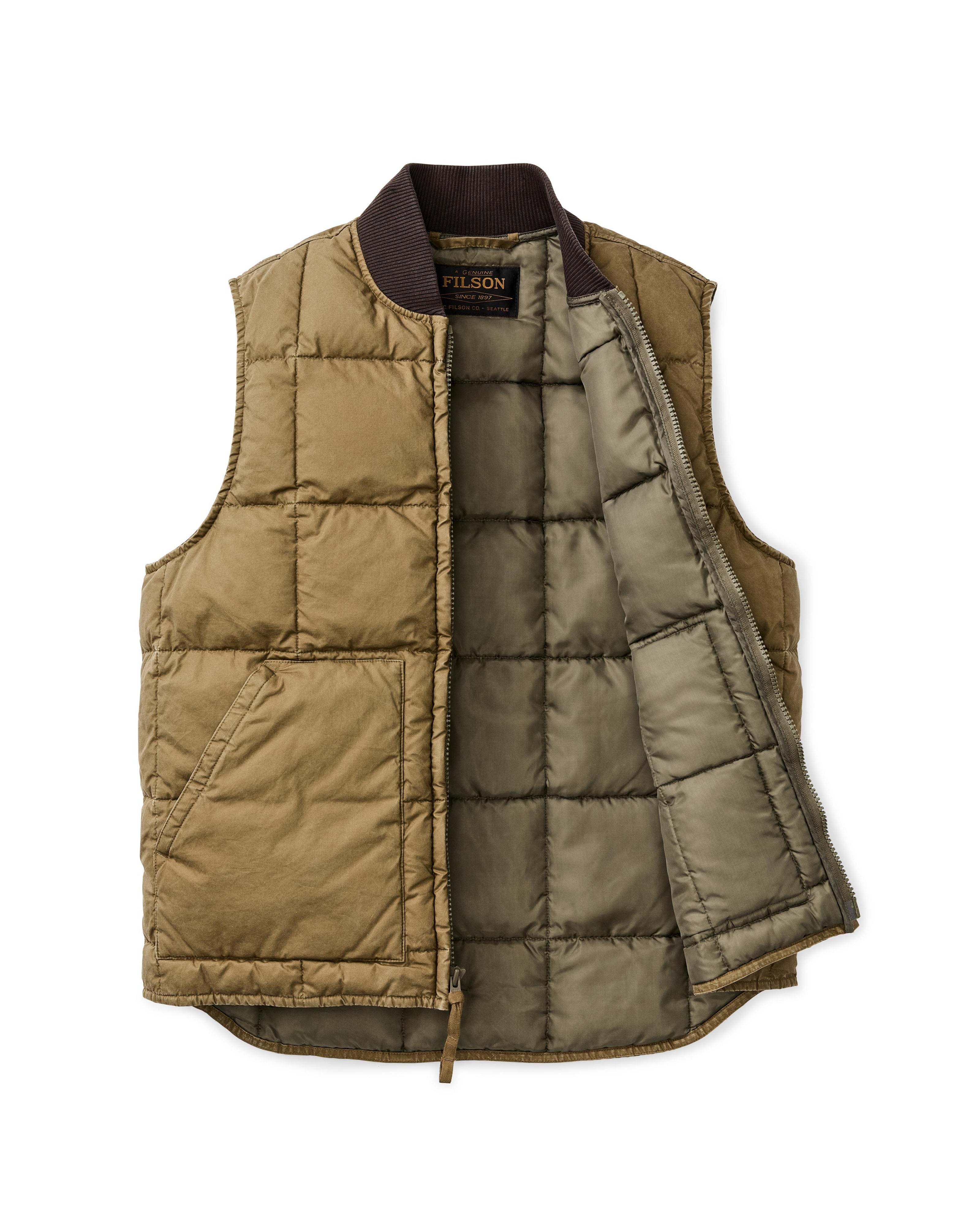 Heritage Cotton Down Vest in Light Brown