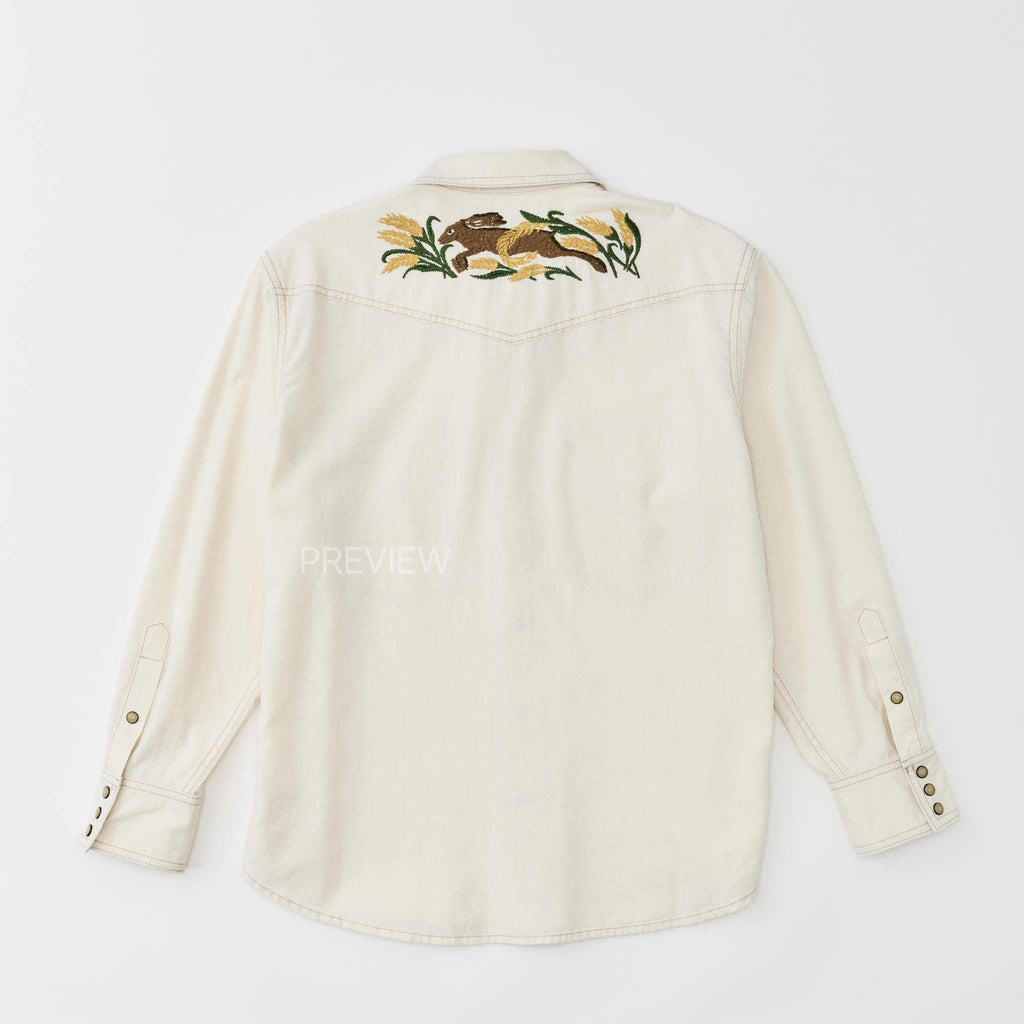 Embroidered Western Shirt in Natural Seed