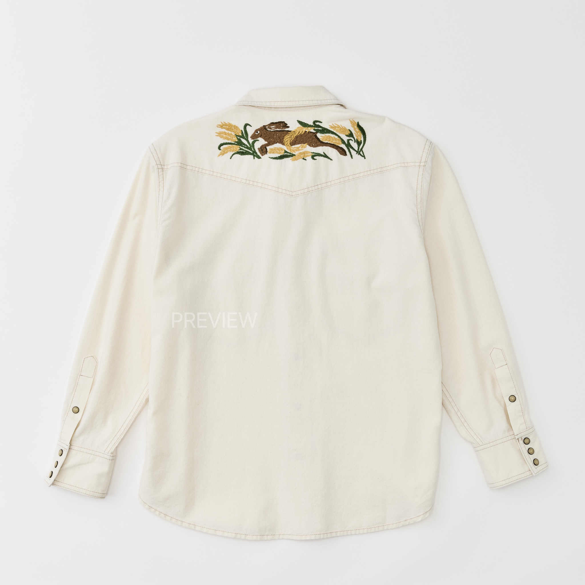 Embroidered Western Shirt in Natural Seed