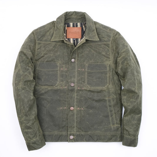 Waxed Riders Jacket in Olive