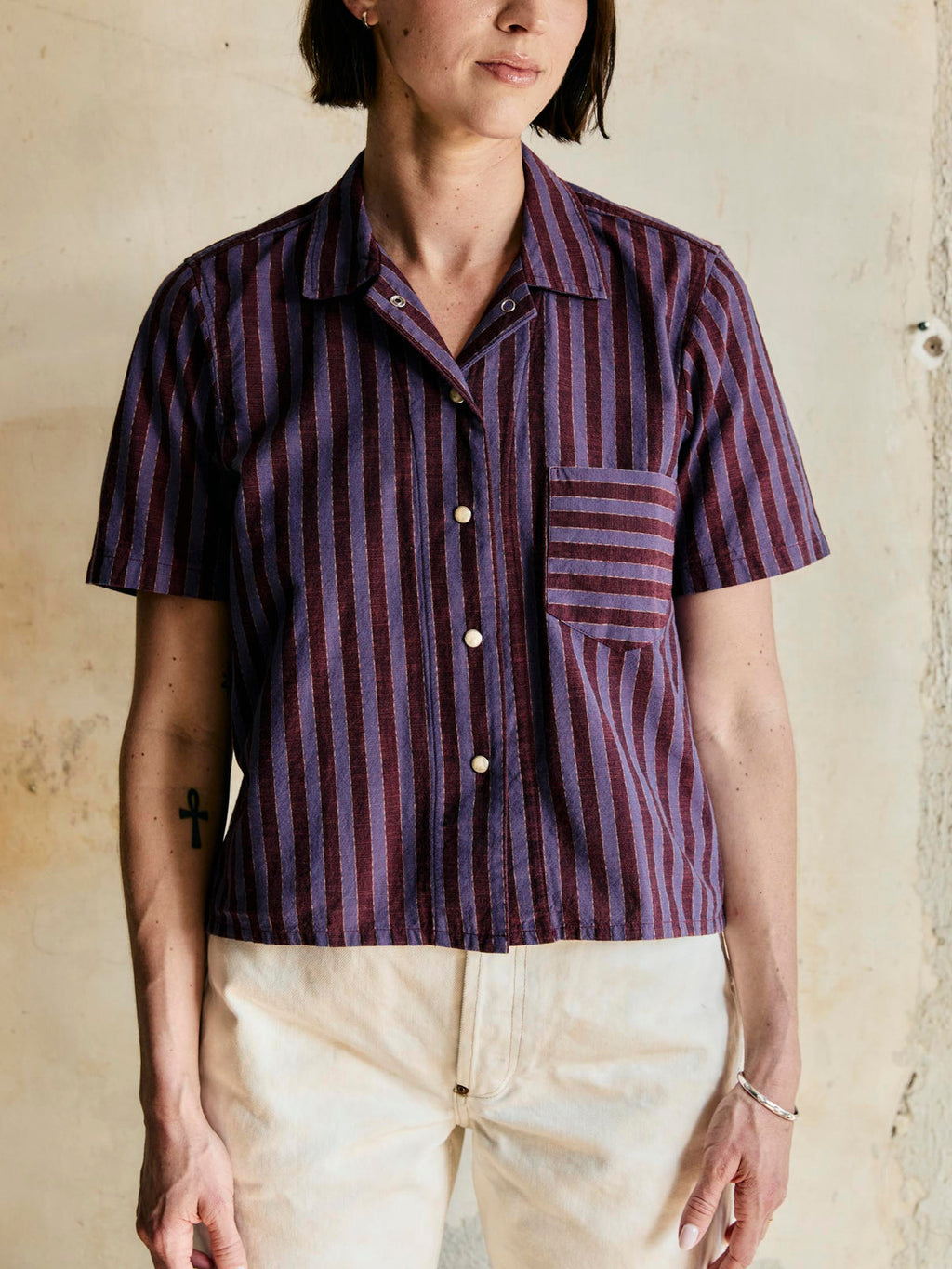 Pearl Snap in Itajime Stripe