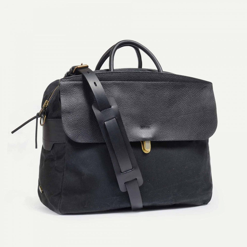 Zeppo Business Bag in Black Waxed