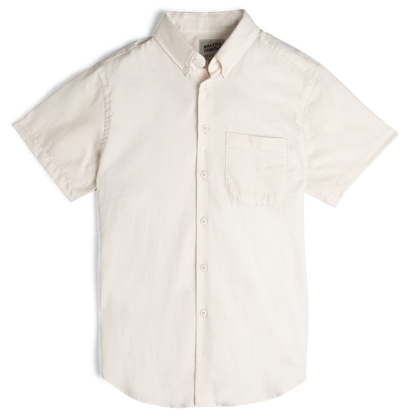Short Sleeve Easy Shirt in Ecru Organic Cotton Twill