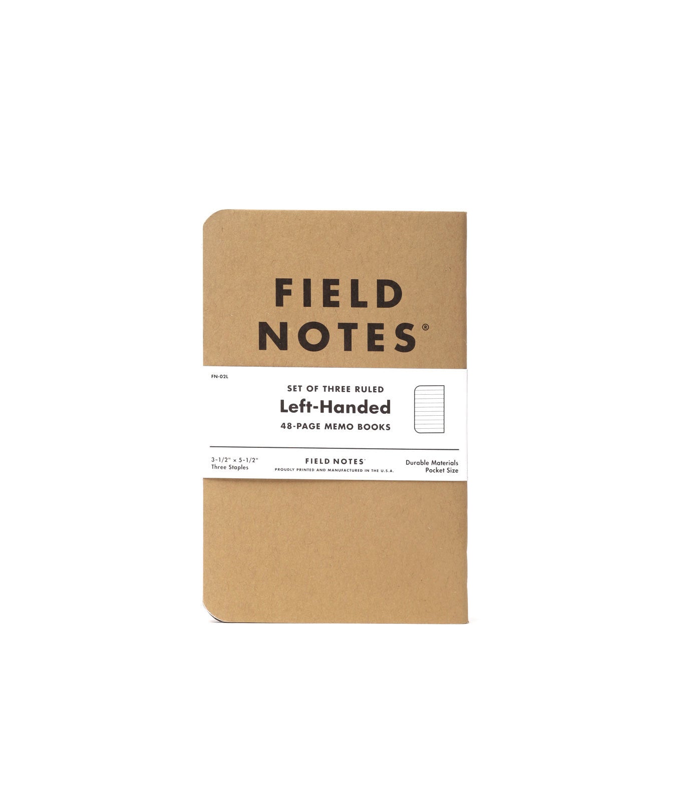 Original Kraft Memo Book, 3-Pack, Left-Handed