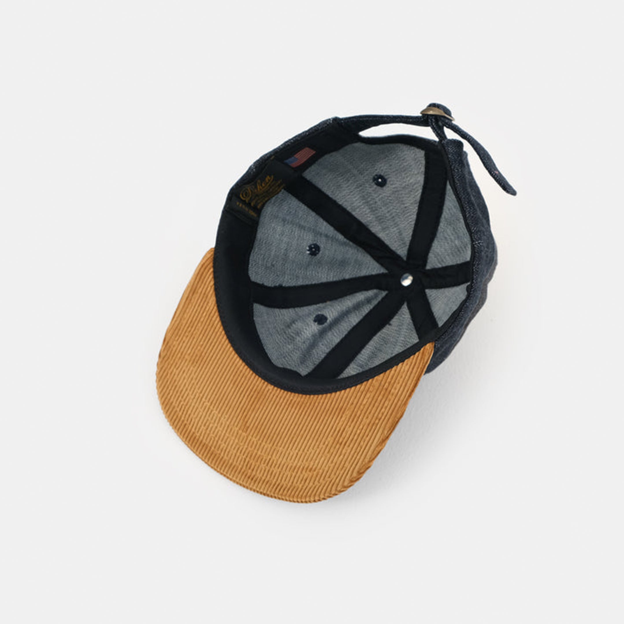Baseball Cap in Indigo Denim and Fawn Corduroy