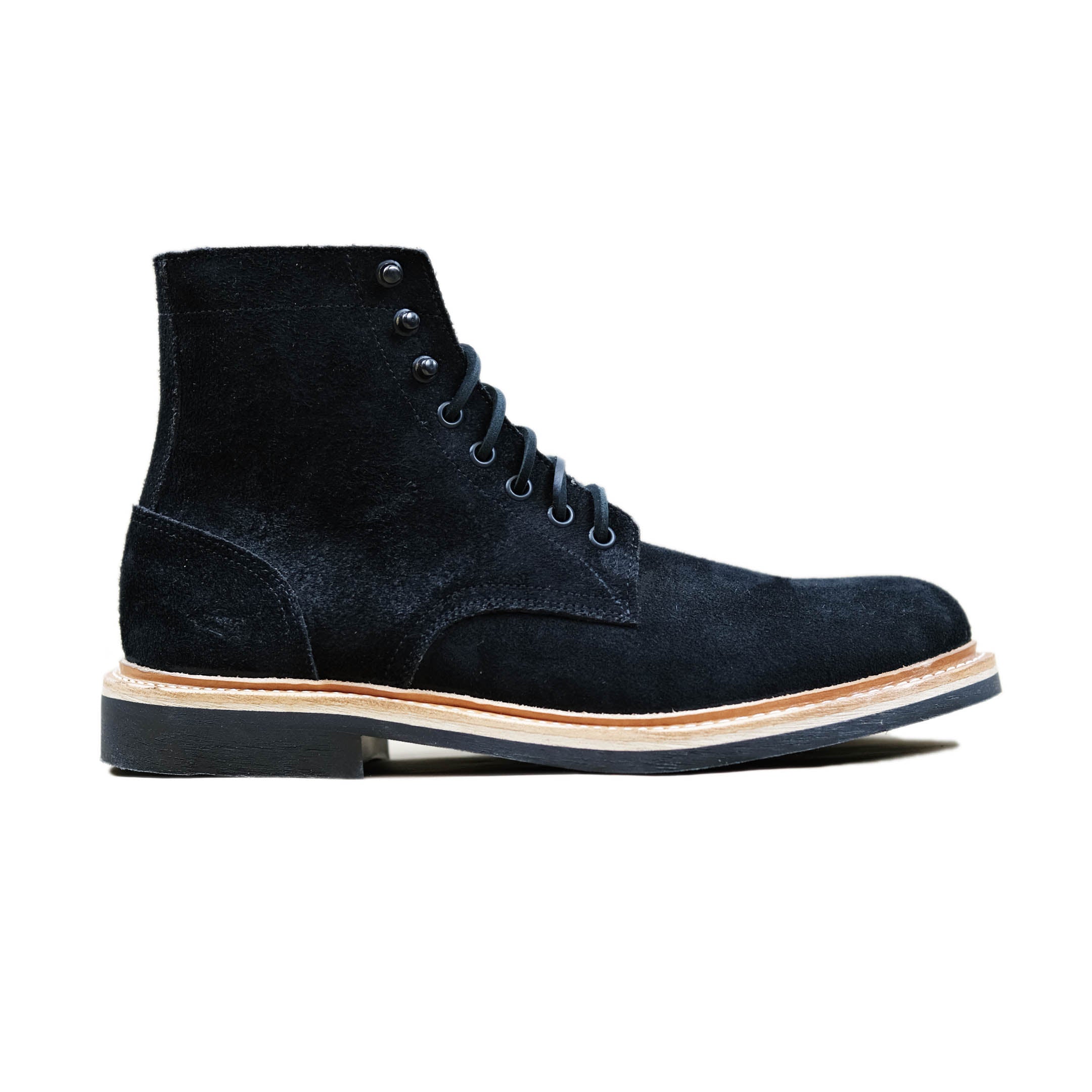 Trench Boot in Black Oil Tan Roughout