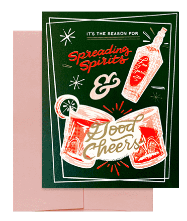 Good Cheers Holiday Card in Green