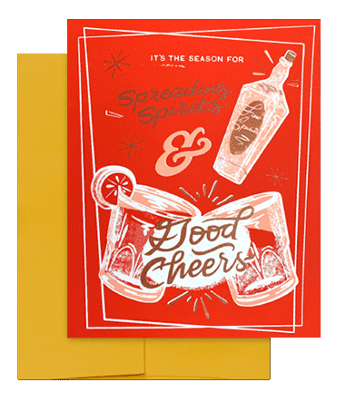 Good Cheers Holiday Card in Red