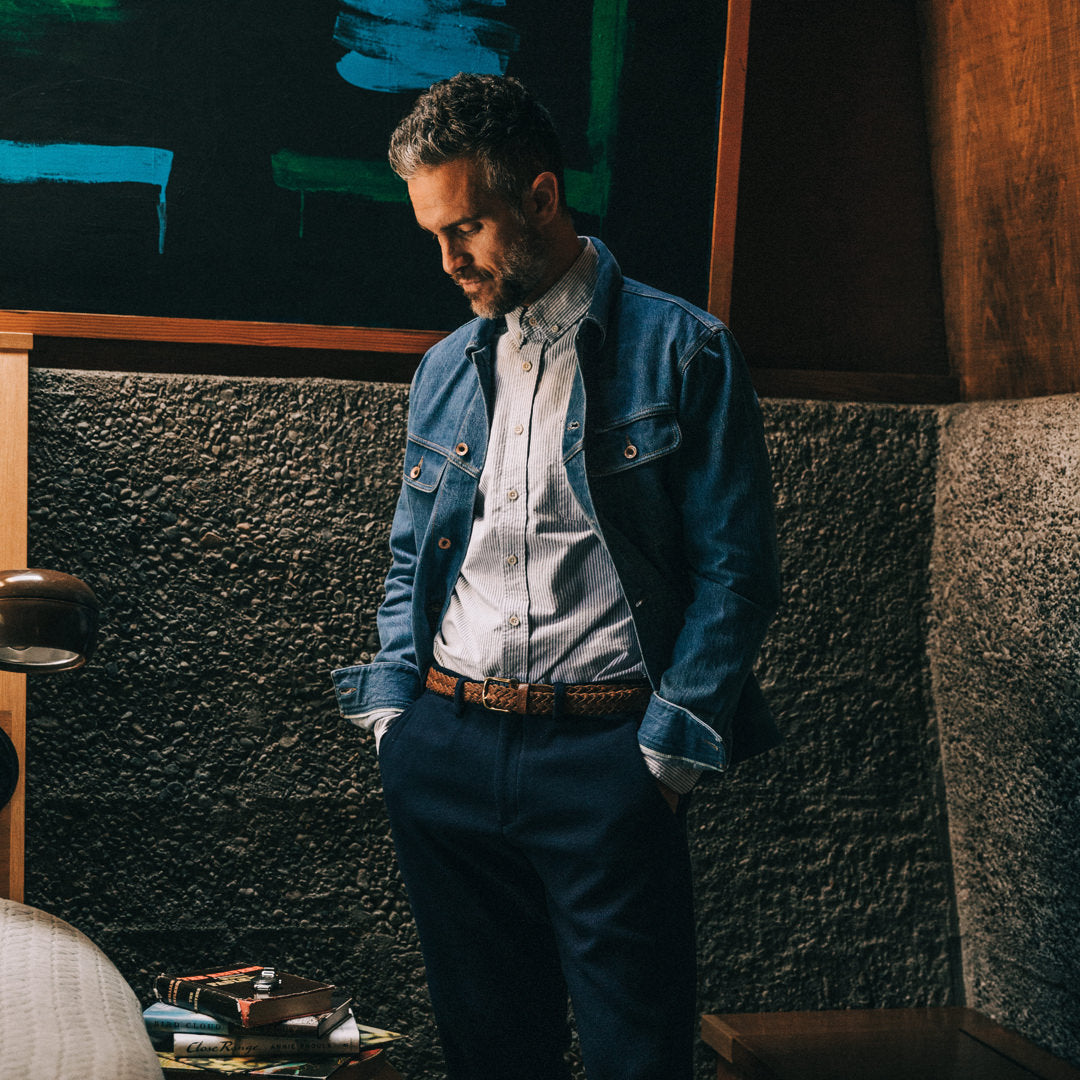 The Jack in Navy University Stripe Oxford