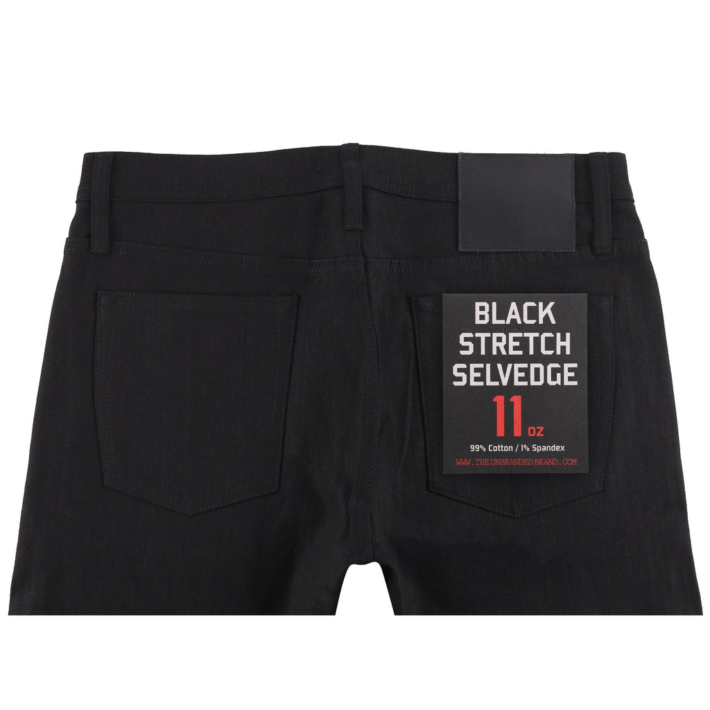 UB244 Tapered 11oz Solid Black Stretch Selvedge