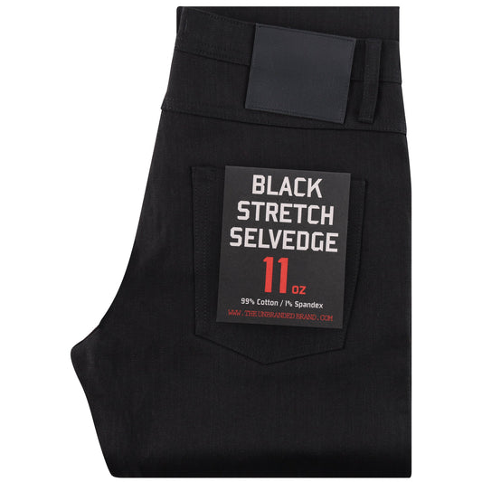 UB244 Tapered 11oz Solid Black Stretch Selvedge