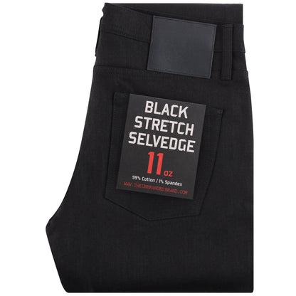 UB644 Relaxed Tapered 11oz Solid Black Stretch Selvedge
