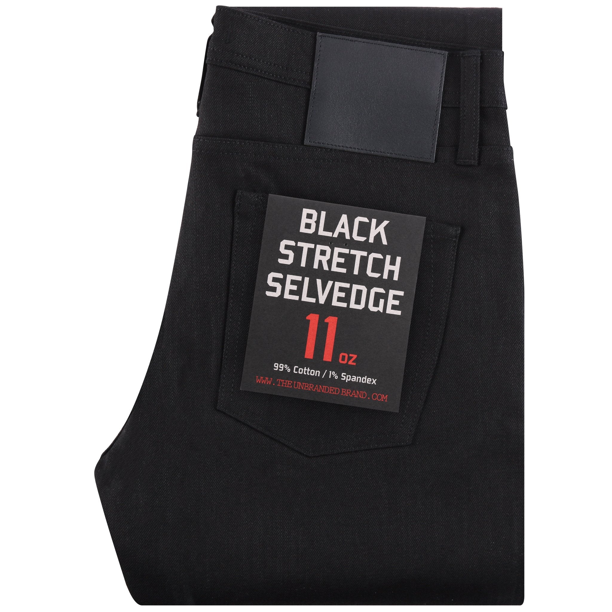 UB644 Relaxed Tapered 11oz Solid Black Stretch Selvedge